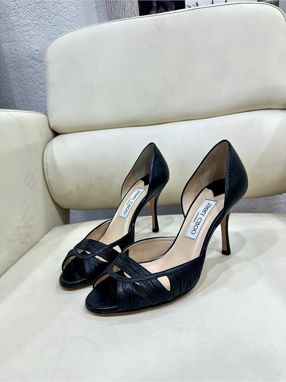 Jimmy Choo Black Open Toe Heels